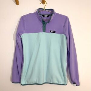 Lands' End Girls Purple Mint Snap Neck Outdoor Soft Fleece Pullover Sweater XXL